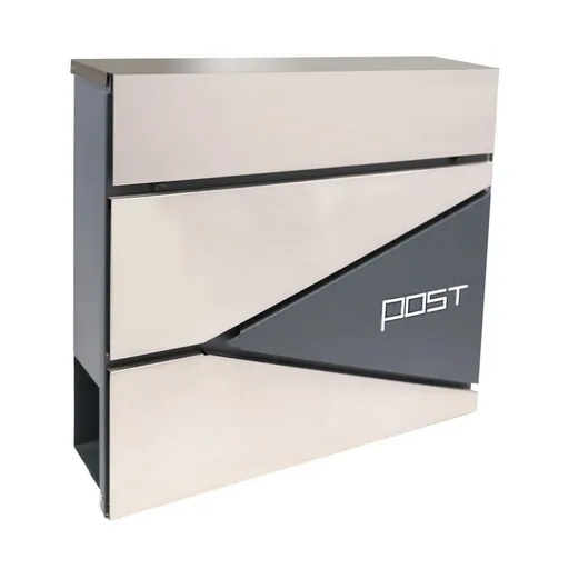 Cutie poștală 371 x 362 x 105 mm, Zinc + oțelinoxidabil cu orificiu pentru ziare