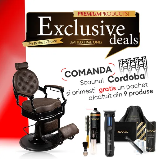 Set 1 - Scaun Frizerie - Cordoba - Maro + 9 Produse Cadou