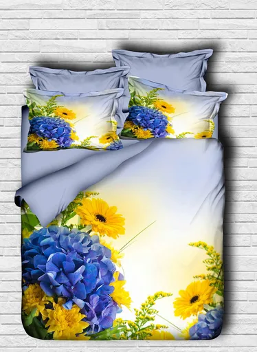 Lenjerie de pat dubla Super King (EU) (IT), 3 piese, L'essentiel Maison, 147, Blue / Yellow / Green