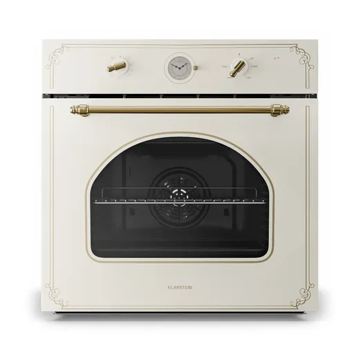 Klarstein Victoria, cuptor încorporat design retro 9 funcții, 50-250 ° C fildeș
