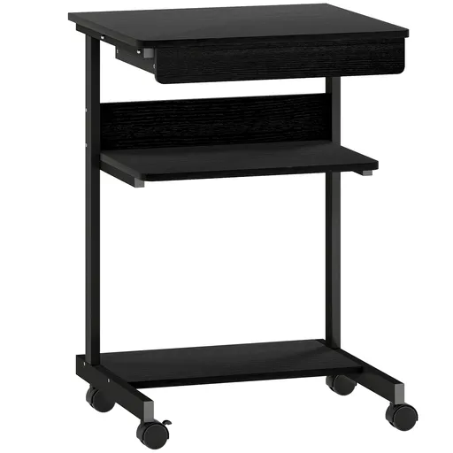 HOMCOM Birou PC cu Sertar Glisant și 2 Rafturi Deschise Negru | Aosom Romania