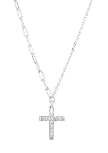 Evolution Group - Pavona Colier elegant din argint Cruce cu zirconi 12100.1 crystal