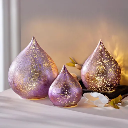 Decorațiune LED din sticlă Goccia, set de 3