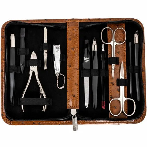 Set manichiură Kellermann 570, model piele destruț, maro