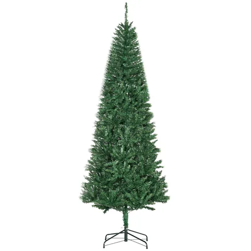 Homcom Albero di Natale Artificiale 210cm Base in Metallo Verde Φ91cm