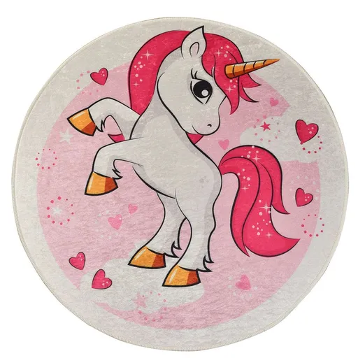 Covor Chilai Home 876CHL1222, diametru 140 cm, fire de catifea antibacteriene, poliester, roz