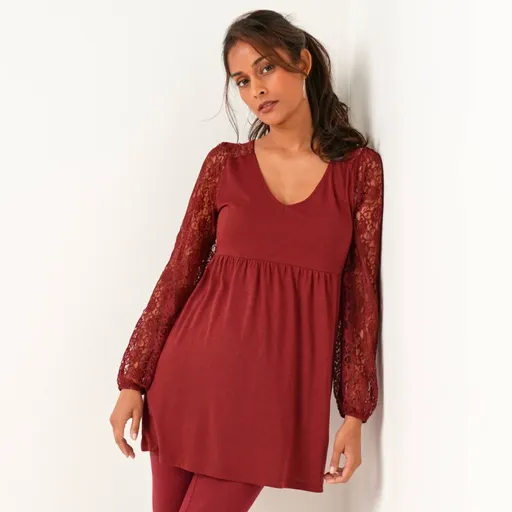 Tunică cu mâneci lungi din dantelă