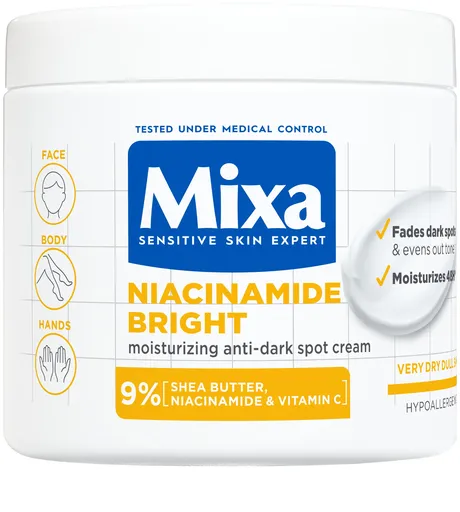 Mixa Cremă hidratantă împotriva petelor întunecate Niacinamide Bright (Moisturizing Anti-Dark Spot Cream) 400 ml