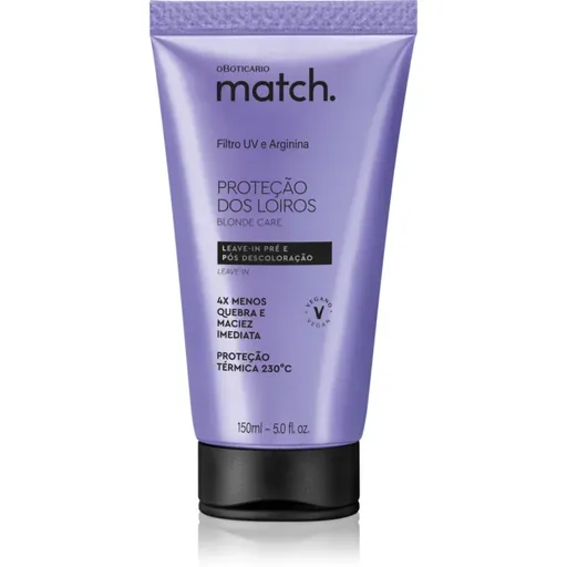 oBoticário Match. Blonde Care mască regeneratoare fără clătire pentru par blond 150 ml