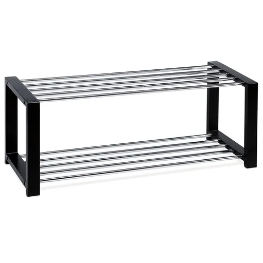 Raft pentru pantofi 2 niveluri, negru, negru, 2 etaje