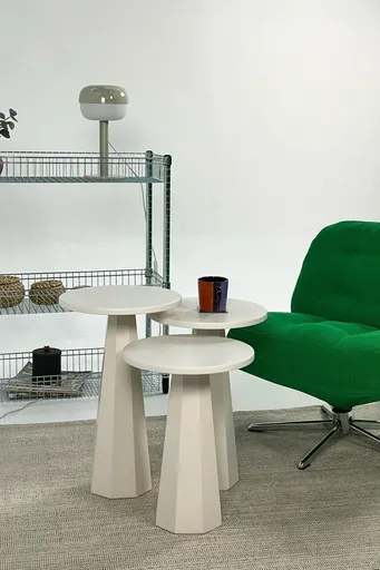 Set masute 2 piese, Hanah Home, Lilyum (57 + 52 + 47), Crem