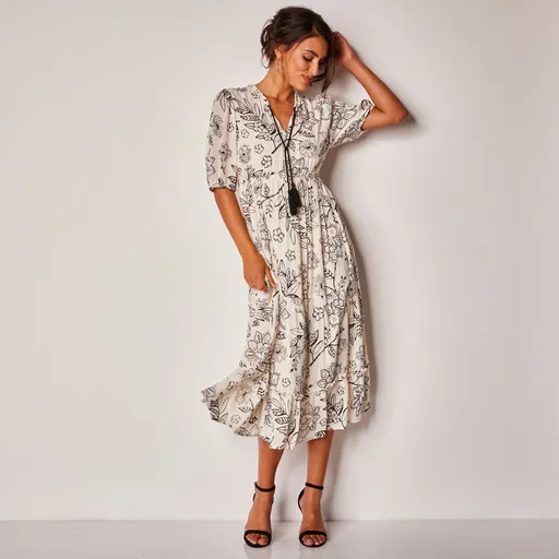 Rochie midi din crepon cu imprimeu floral