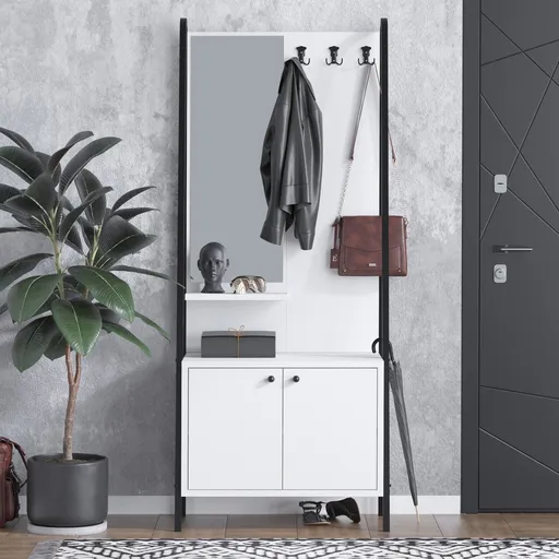 Cuier de perete, Hanah Home, Lole, 74x170x35 cm, Alb/Negru