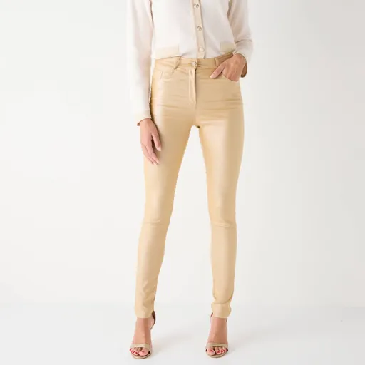 Pantaloni skinny cu aspect de piele ecologică