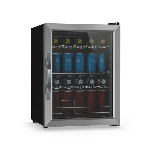 Klarstein Beersafe frigider pentru băuturi cu uși din sticlă | 64 x 48 cm | Iluminare interioară LED | Argintiu-negru