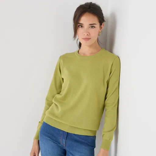 Pulover cu guler rotund din lână de miel