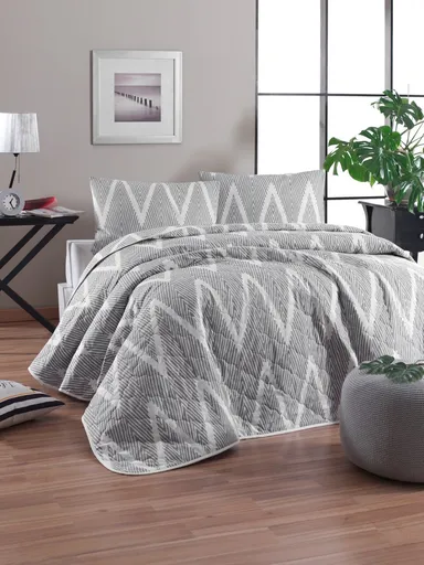 Set cuvertura Single 160x220 cm, 2 piese, L'essentiel Maison, Olivia, Gri