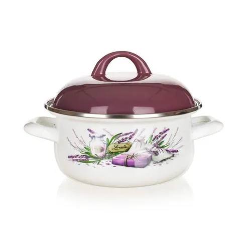 Oală emailată Banquet LAVENDER, 16 cm, alb, diam. 16 cm