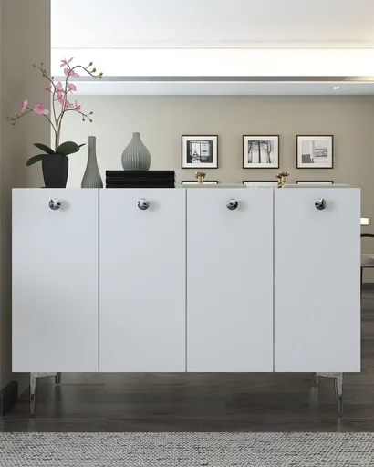 Consola, Hanah Home, Betty, 120x80x29.6 cm, PAL , Alb / Argintiu