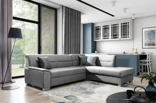 Coltar extensibil dreapta 4 locuri ELTAP, BR51, Bergen, 247x214x83 cm, lemn/poliester, gri