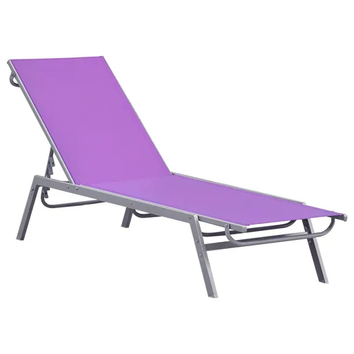 Outsunny Șezlong de Soare - Chaise Longue - Design Contemporan - Spătar Reglabil în Mai Multe Poziții - Metal Epoxidic Textilen Mov - dim. 170 x 58 x