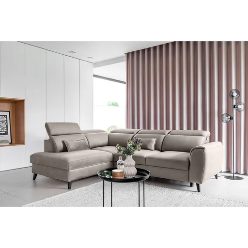 Coltar extensibil stanga 4 locuri ELTAP, LT-04LO, Noble, 255x201x100 cm, lemn/poliester, gri