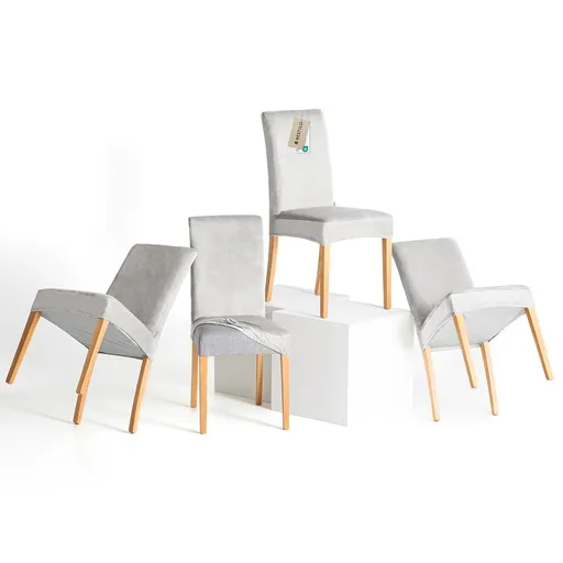 Restilo Husă pentru scaun Sento argintiu, 48 x 48 x 58 + 10 cm, set de 4 bucăți, argintiu