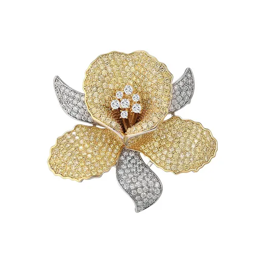 Troli Broșă bicoloră de lux în formă de floare Gold