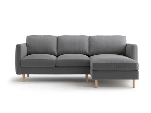 Coltar dreapta 3 locuri, Eden, Micadoni Home, 223x150x90 cm, catifea, gri