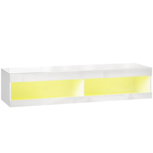 HOMCOM corp TV, lowboard montat pe perete cu iluminare LED RGB în 16 culori, suport TV cu spațiu de depozitare deschis, pentru televizoare de 140-152