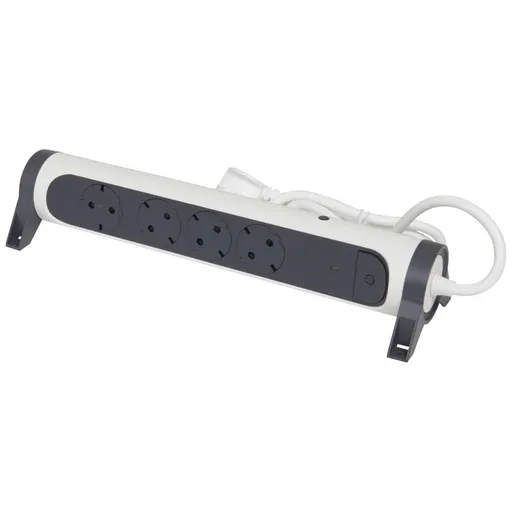 Prelungitor cu protectie rotativ 4 prize, 1.5 m, protectie copii, alb + negru Legrand 694525