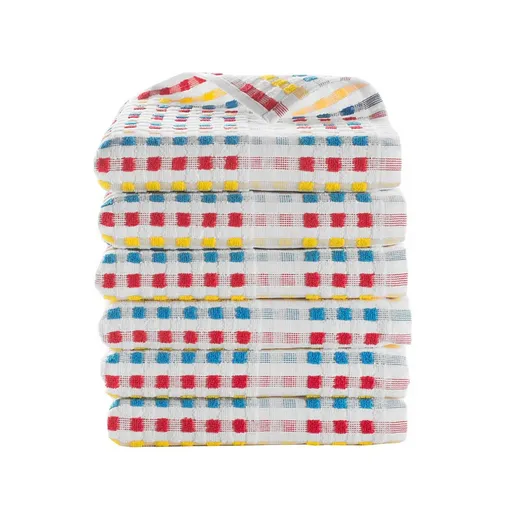 Prosoape mici din terry cu model în carouri, multicolore, set de 6 și 12