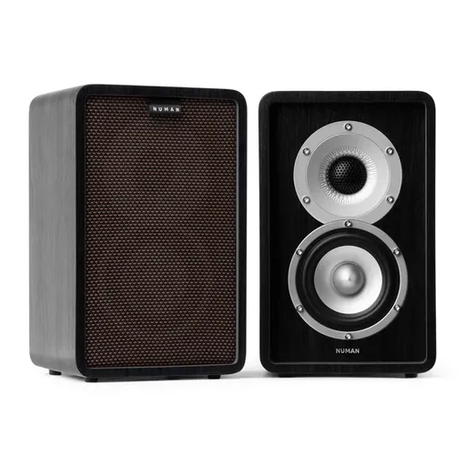 Numan RETROSPECTIVE 1979 S -. Două difuzoare cu perete / raft boxe spate pereche de nuc gri Capac negru incl