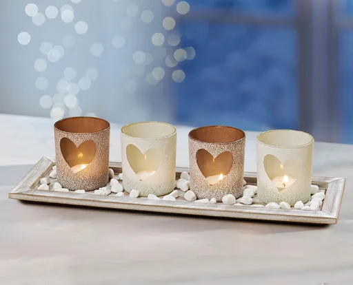 Tavă si sfesnice din sticlă