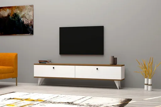 Comoda TV, Hanah Home, Paris, 160x35x25 cm, Alb/nuc