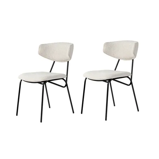 Set de scaune de sufragerie Nancy White and Black,2 buc., alb