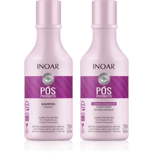 INOAR Pos Progress set pentru păr după îndreptarea cu cheratină și nano-plastie 2x250 ml