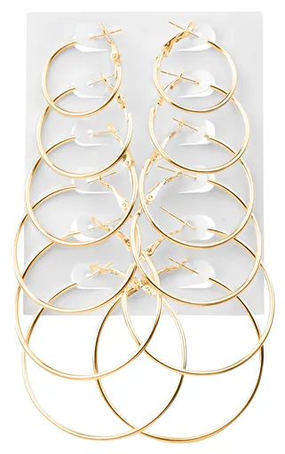 Troli Set de cercei rotunzi placați cu aurGold (6 perechi)