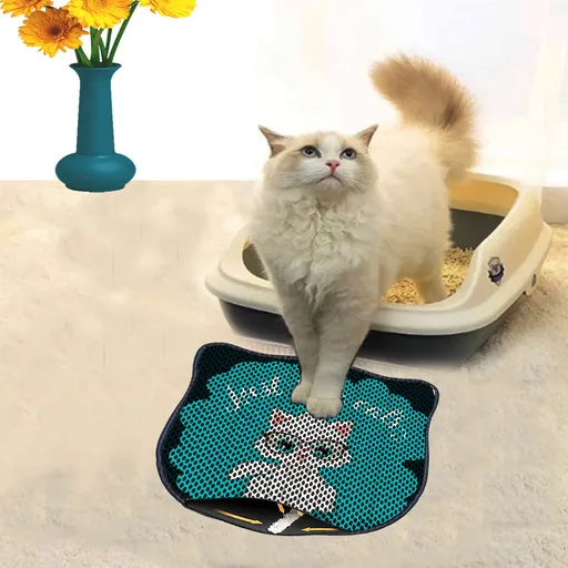 Covoras litiera pentru colectarea granulelor de nisip, Paws & Whiskers, Kdkafa0057, 50% PVC/50% poliester, Multicolor