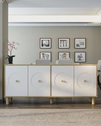 Consola, Hanah Home, Deren KX180 Bohem, 180x78.6x35 cm, Stejar Safir / Alb