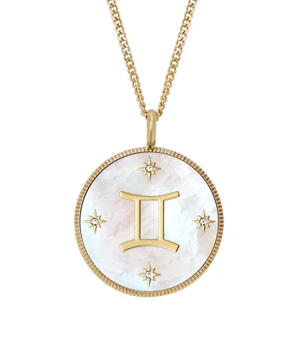 Fossil Colier placat cu aur cu simbolul zodiacal Gemeni Written in the Stars JF04840710