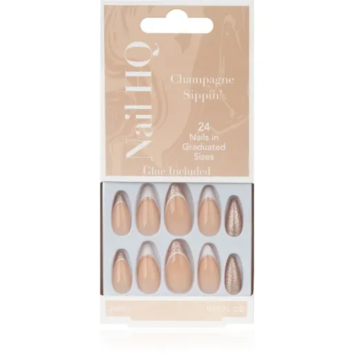 Nail HQ Almond unghii artificiale Sparkling Wine Sippin' 24 buc