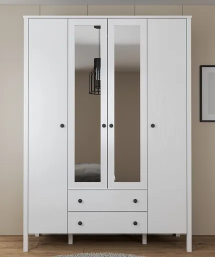 Dulap pentru haine, Hanah Home, FRN-20012, 140x194.8x57 cm, Maro/Alb