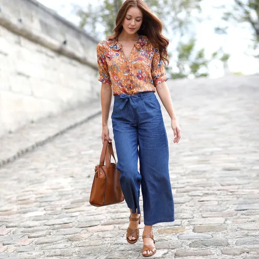 Bluză imprimată cu mâneci până la cot