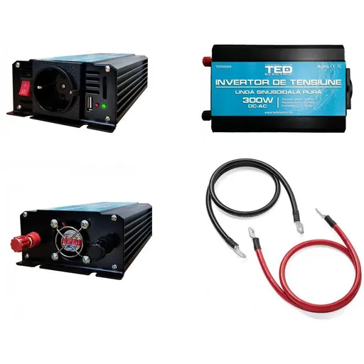 Invertor auto TED Olanda de la 12V la 230V 300W unda sinusoidala pura TED000408