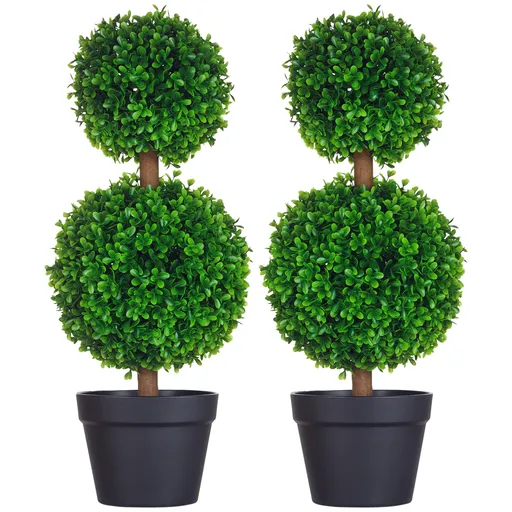 HOMCOM Arbore Buxus Artificial Sferic în Ghiveci 60 cm, Verde, Decorativ pentru Interior/Exterior, Rezistent la UV | Aosom Romania