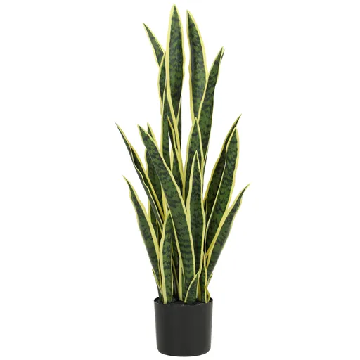 Outsunny Sansevieria Artificială în Ghiveci, Plantă Falsă pentru Interior și Exterior cu 21 de Frunze Modelabile, Ø20x90 cm | Aosom Romania
