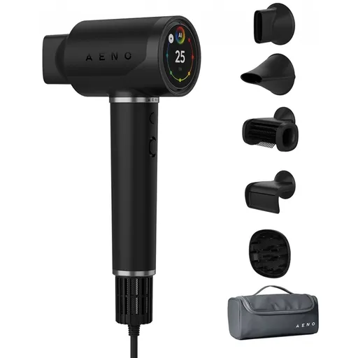 Uscător de păr cu motor fără perii AI AENO HD5 AHD0005B, 1500W, 2 viteze, 3 trepte, 67 dB, Control vocal, Negru