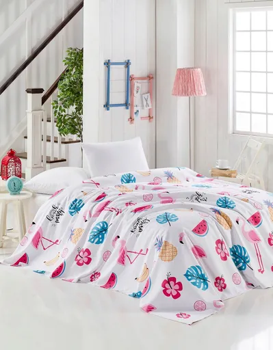 Cuvertura matlasata dubla, L'essentiel Maison, Kokteyl, Bumbac, White / Pink / Blue / Black