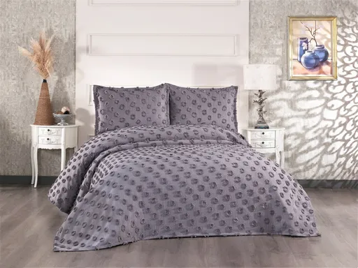 Set cuvertura de pat dubla 3 piese, L'essentiel Maison, Hayal, Antracit